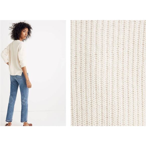 Madewell Patch Pocket Pullover Crewneck Knit Sweater Sz XXS Ivory Cream - Picture 4 of 13